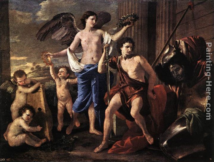 The victorious David painting - Nicolas Poussin The victorious David art painting
